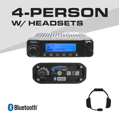Rugged Radios 4-Person 696 Complete Communication System With Ultimate Headsets - 696-4P-BTU-M1