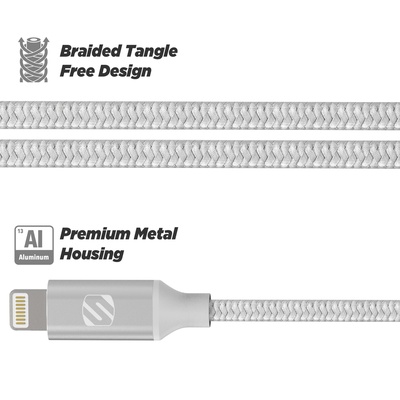 Scosche StrikeLine 4' Tangle-Free Braided Lightning Cable (Black) - I3B4SG-SP