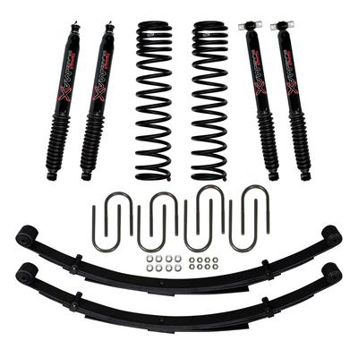 Skyjacker 3 Inch Front Dual Rate Long Travel Coil Suspension Lift System with Rear Leaf Springs and Black Max Shocks - JC3158KSBLT