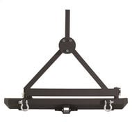 Smittybilt Classic Rock Crawler Rear Bumper and Tire Carrier with Receiver Hitch and D-ring Mounts (Black) - 76651D