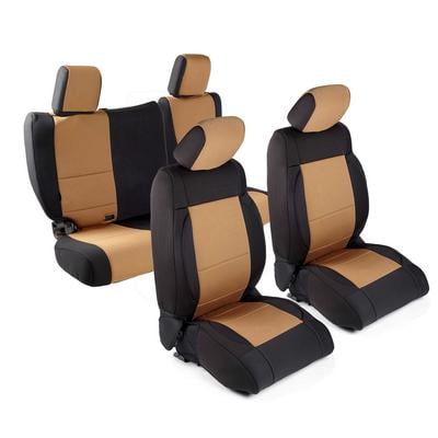 Smittybilt Neoprene Front And Rear Seat Cover Kit (Black/Tan) - 471625