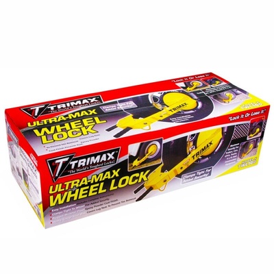 Trimax Locks Ultra-Max Adjustable Wheel Lock With Heavy Steel Disc Covers (Yellow) - TWL100