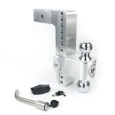 Weigh Safe Adjustable 10 Drop Hitch Turnover Ball With 2.5 Shank And Locking Hitch Pin (Chrome Ball) - CTB10-2.5-KA