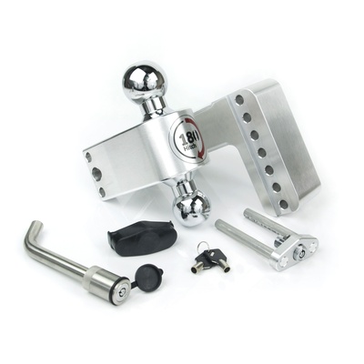 Weigh Safe Adjustable 4 Drop Hitch Turnover Ball With 2.5 Shank And Locking Hitch Pin (Chrome Ball) - CTB4-2.5-KA