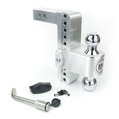 Weigh Safe Adjustable 8 Drop Hitch Turnover Ball With 2 Shank And Locking Hitch Pin (Chrome Ball) - CTB8-2-KA