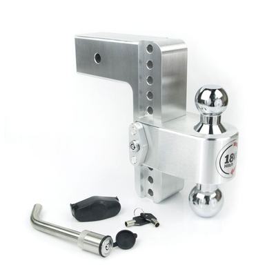 Weigh Safe Adjustable 8 Drop Hitch Turnover Ball With 3 Shank And Locking Hitch Pin (Chrome Ball) - CTB8-3-KA