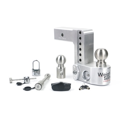 Weigh Safe Hitches 6 Drop 2-1/2 Shank Adjustable Ball Mount With Lock Set (Polished) - WS6-2.5-SET