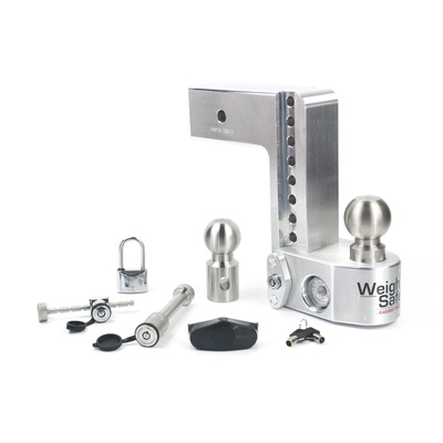 Weigh Safe Hitches 8 Drop 3 Shank Adjustable Ball Mount With Lock Set (Polished) - WS8-3-SET