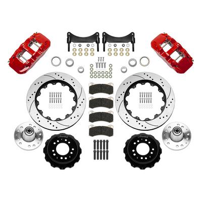 Wilwood AERO6 Big Brake Front Brake Kit With Drilled And Slotted Rotors (Red) - 140-16246-DR