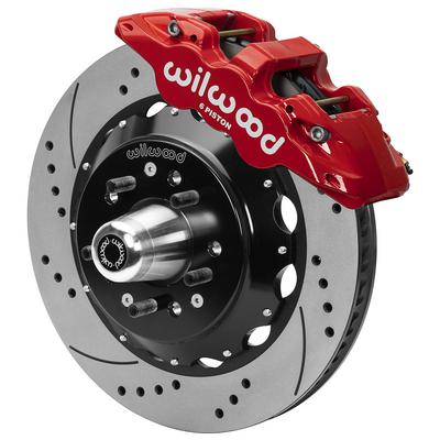 Wilwood AERO6 Big Brake Front Brake Kit With Drilled And Slotted Rotors (Red) - 140-16246-DR