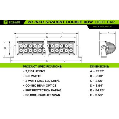 ZROADZ Front Bumper Center Opening LED Light Bar Mount Kit With 20 LED Light Bar - Z324521-KIT