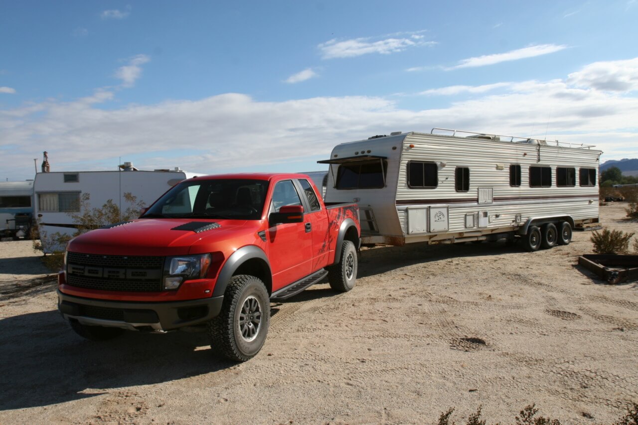 09 2011 Red Ford F 150 Raptor Towing Toy Hauler