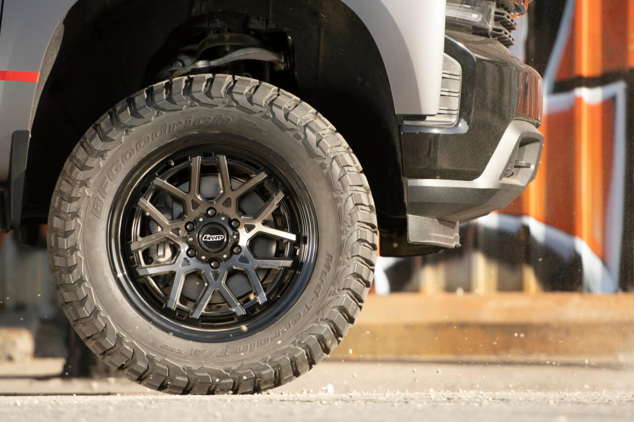 16 BFGoodrich KM3 Mud Terrain Tires on Method 305 NV Titanium Wheels