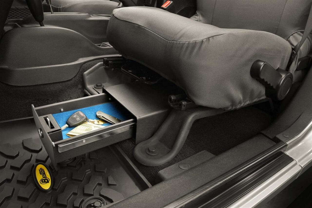 03 Bestop Jeep Wrangler JK Lockable Under Seat Storage Box