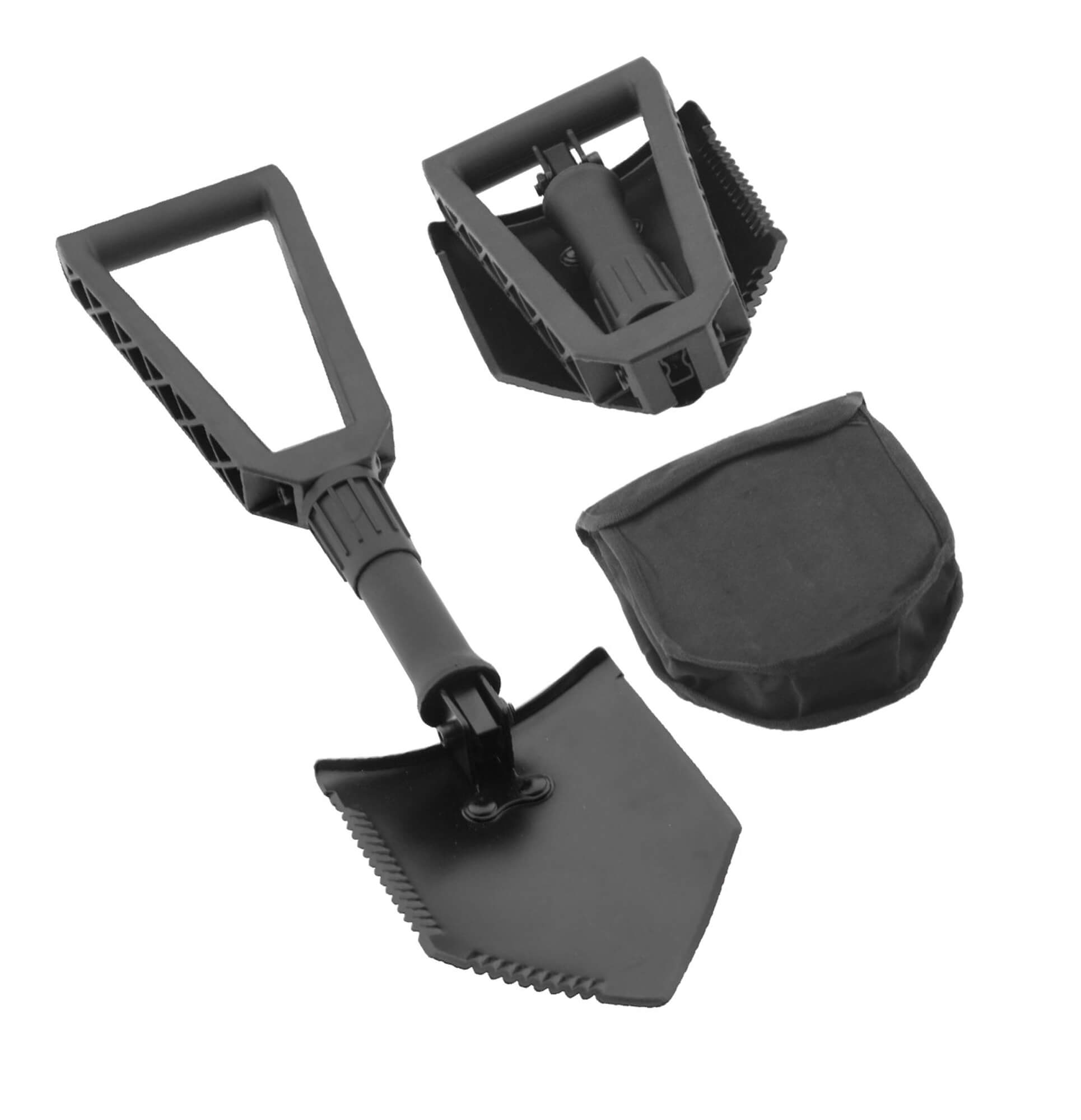 Smittybilt’s Recovery Utility Tool (RUT) is a fully functional collapsible military-style shovel. This modern rendition of the “e-tool” has an easy grip and light handle with a carbon steel blade that is heat treated and features double serrated edges for easy digging or cutting. The heavy-duty black powder coated body is 23-1/4-inches when open and folds down to a mere 9-inches when closed, allowing it to be stowed easily.